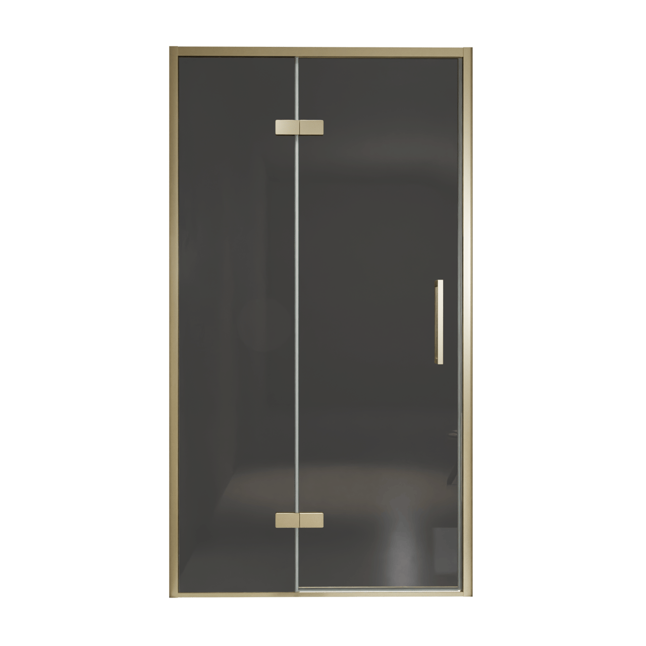 Balmani Senses Design porte pivotante à gauche 120 cm x 210 cm verre fumé, Profil Brushed Champagne Gold, coating inclus