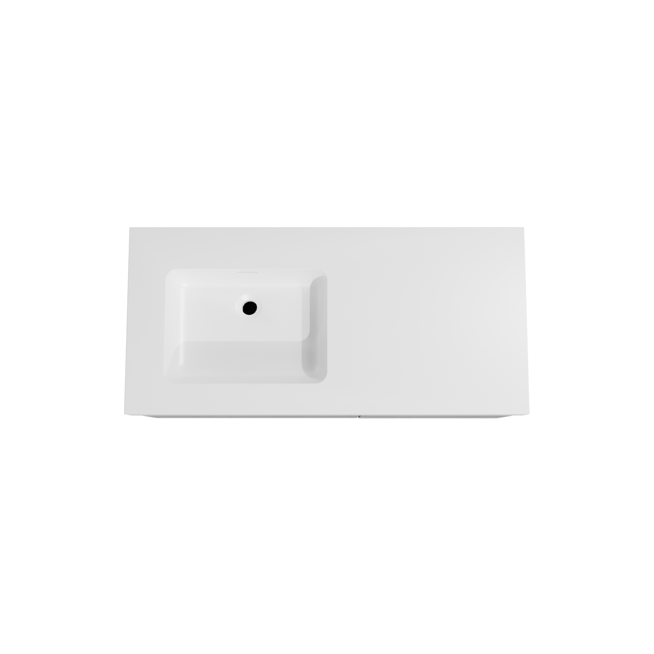 Storke Edge zwevend badmeubel 110 x 52 cm beton donkergrijs met Mata High asymmetrisch linkse wastafel in solid surface mat wit