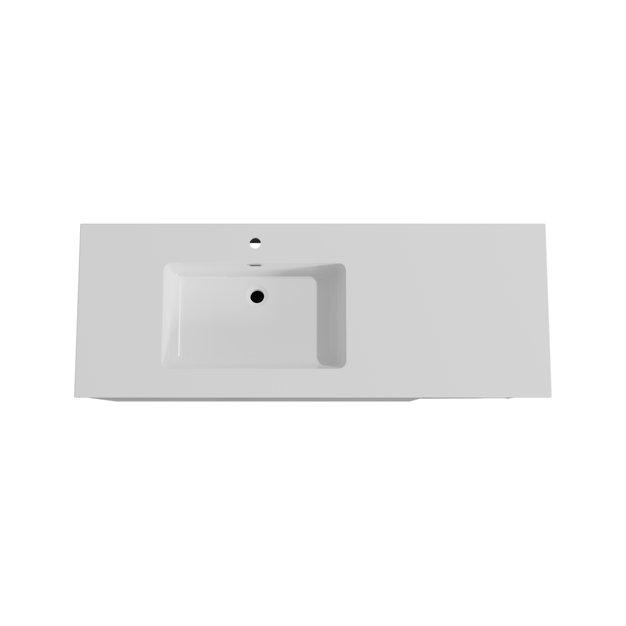 Storke Edge meuble salle de bains suspendu 140 x 52 cm béton gris foncé avec Diva plan vasque asymétrique à gauche en marbre composite blanc brillant