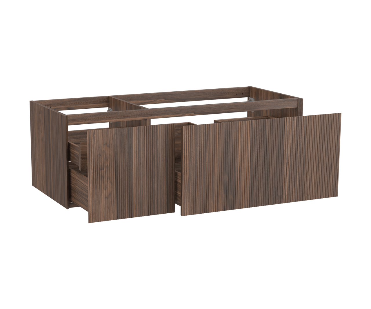 Balmani Fila meuble sous-lavabo suspendu 135 x 55 cm asymétrique droite placage noyer 4 tiroirs