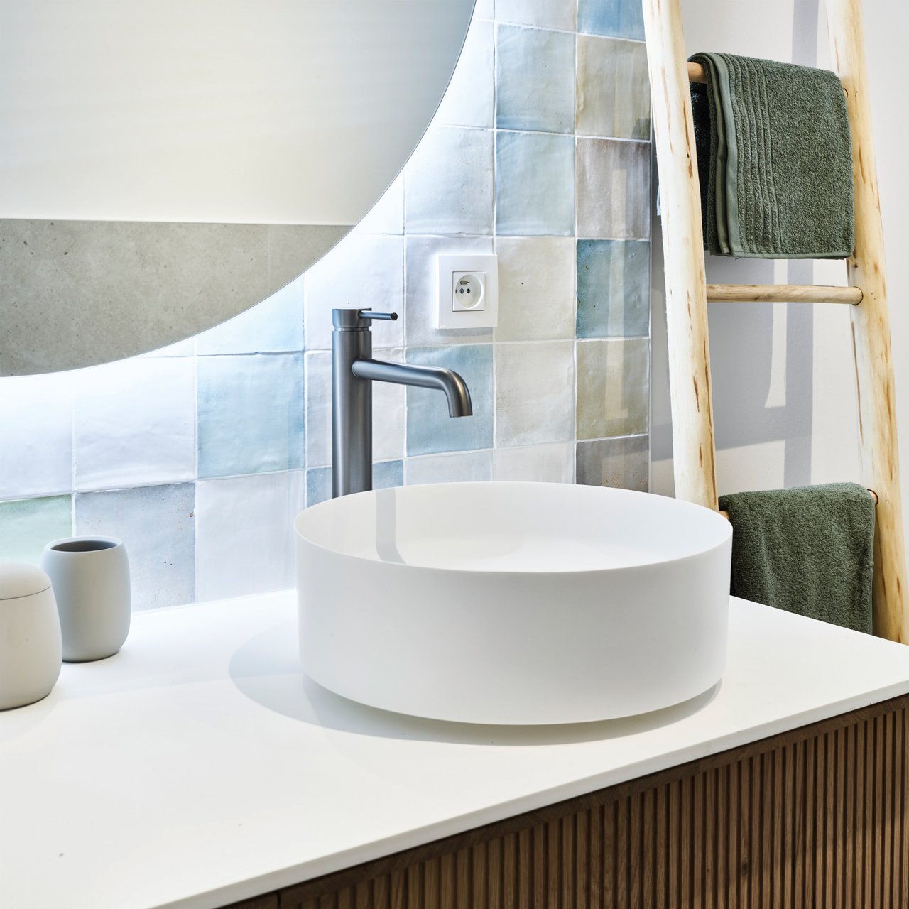 Blaufoss Round robinet de lavabo haut GunMetal brossé