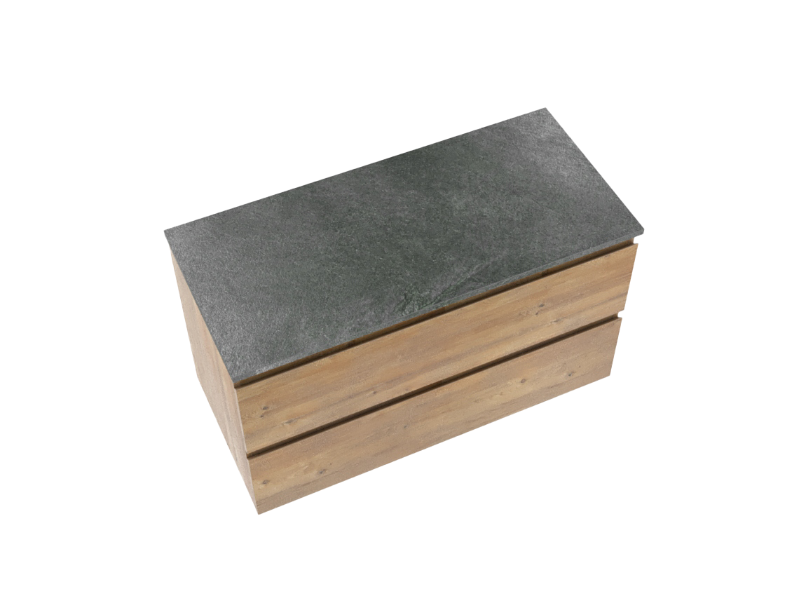 Linie Lado meuble salle de bains suspendu 100 x 46 cm chêne naturel avec Lado tablette simple ou double en mélaminé ardoise gris