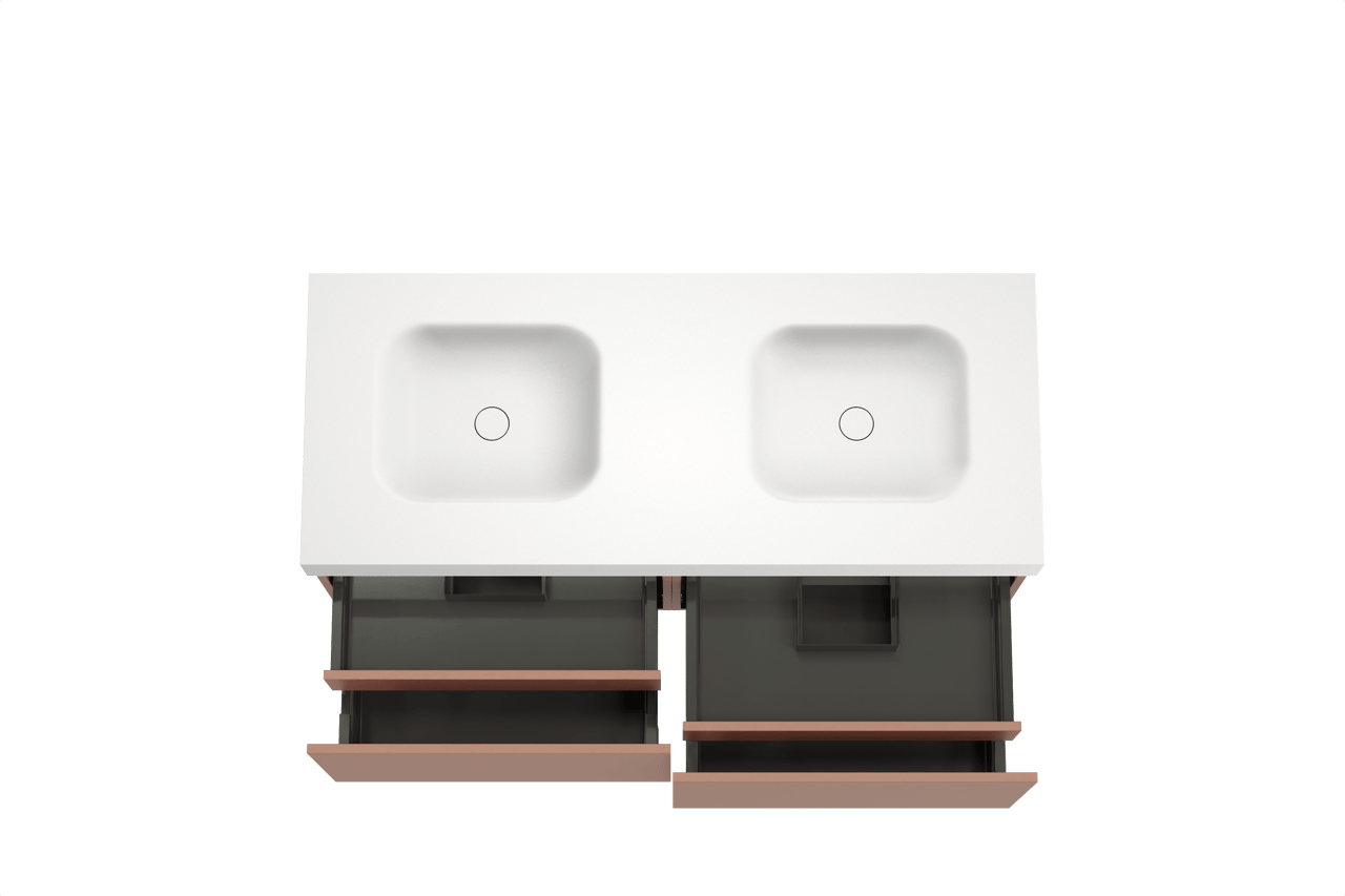 Balmani Sfera meuble salle de bains suspendu 135 x 55 cm cotto avec Arcato double vasque en solid surface blanc mat