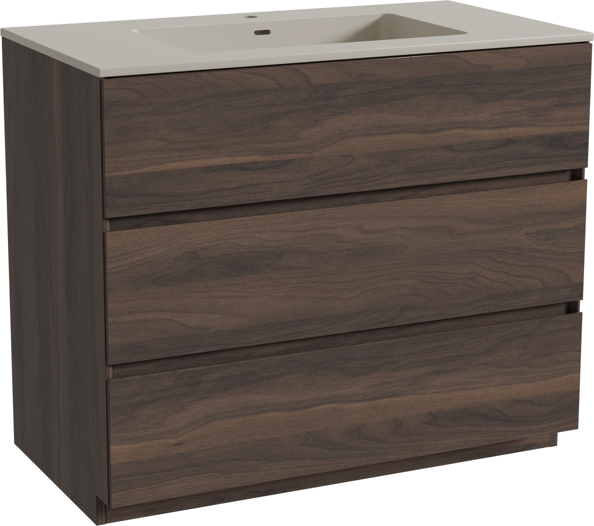 Storke Edge freistehendes Möbelstück Set: 95 x 52 cm, Nussbaum, mit Diva Einzelwaschtisch, Top Solid Seidengrau