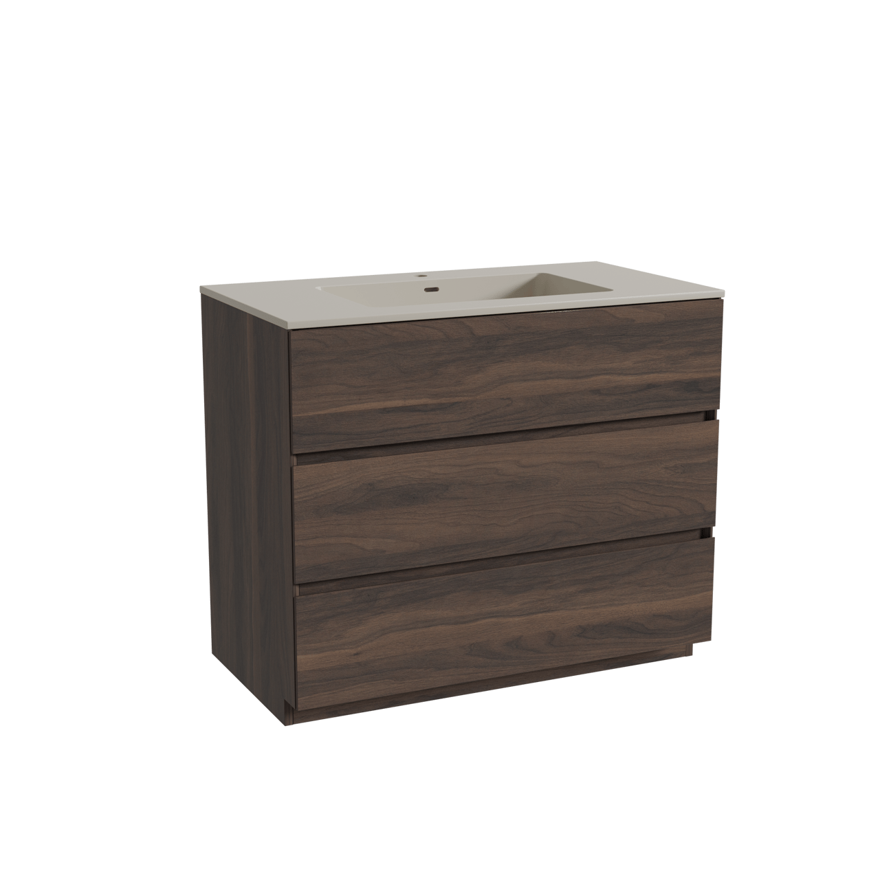 Storke Edge staand badkamermeubel 95 x 52 cm notelaar met Diva enkele wastafel in top solid zijdegrijs