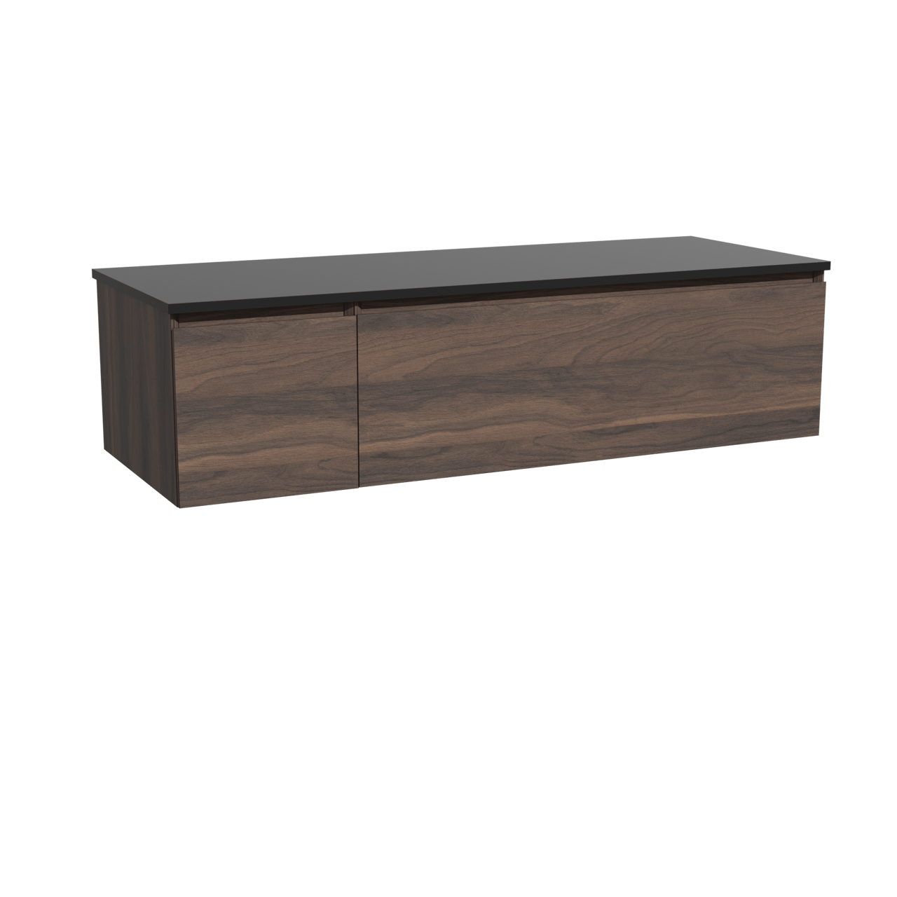 Storke Edge hängendes Möbelstück Set: 140 x 52 cm, Nussbaum, mit Panton Einzel- oder Doppel Waschtischplatte, Pulverbeschichtetes MDF Schwarz matt