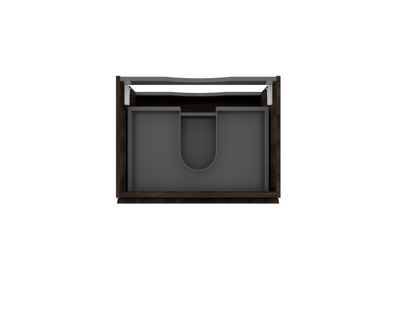 Linie Lado zwevende wastafelonderkast 60 x 46 cm donkere notenhout 2 lades