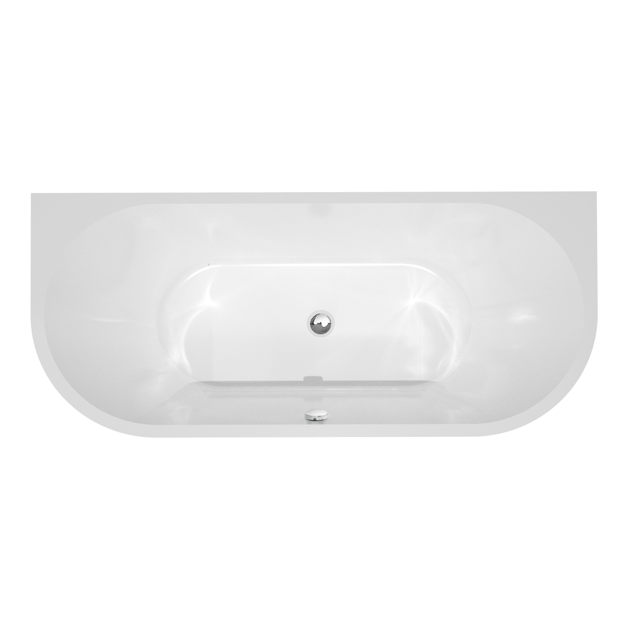Linie Paulo halb freistehende Badewanne: 170 x 75 cm, Acryl, Weiß Glänzend