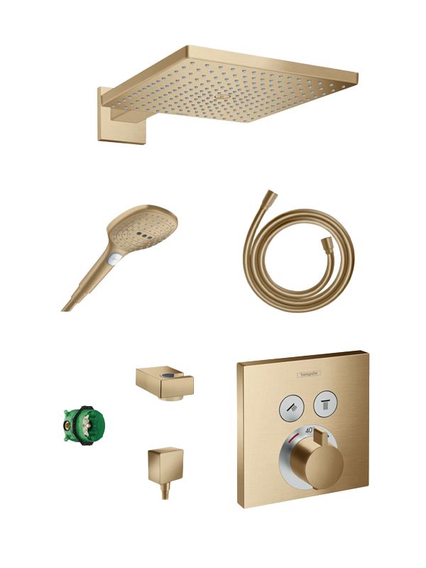 Hansgrohe Showerselect thermostatische inbouw regendoucheset met vierkante regendouchekop 30 cm Brushed Bronze