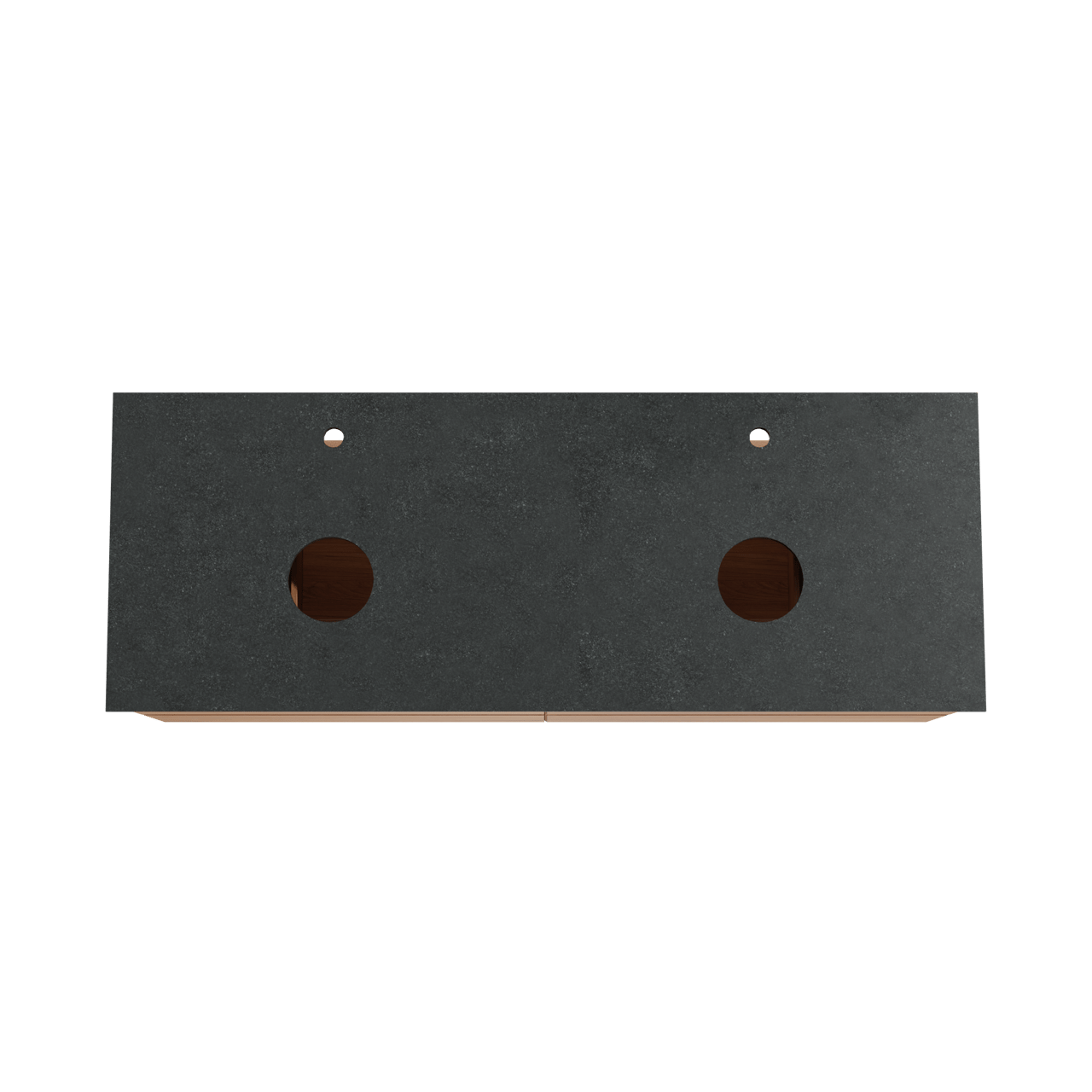 Balmani Mitra zwevend badkamermeubel 150 x 55 cm teak met Facetta dubbel tablet in graniet zwart