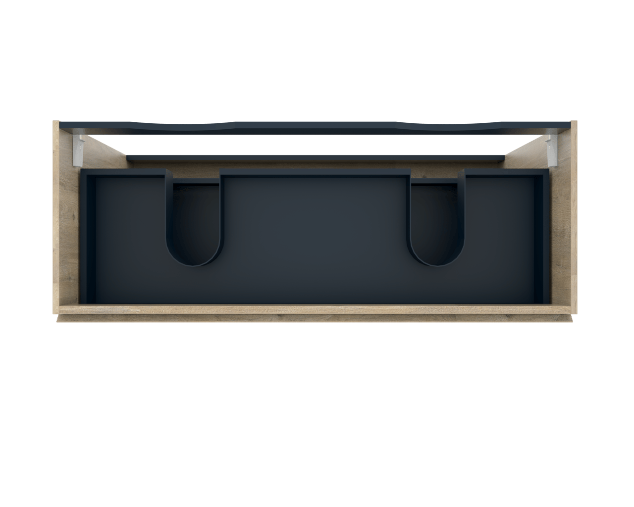 Linie Lado meuble salle de bains à poser 120 x 46 cm chêne naturel avec Lado tablette simple ou double en mélaminé chêne naturel