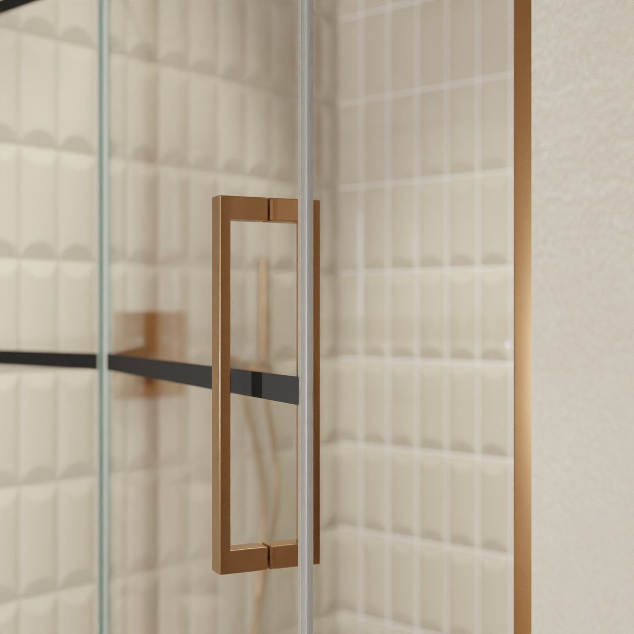 Balmani Senses Design douche draaideur links 120 cm x 210 cm Lined glas, Brushed Rosegold profielen