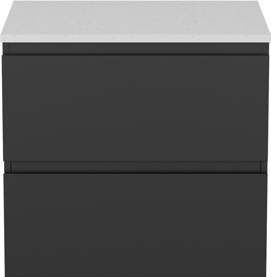 Linie Lado meuble salle de bains suspendu 60 x 46 cm noir mat avec Lado tablette simple en mélaminé terrazzo blanc