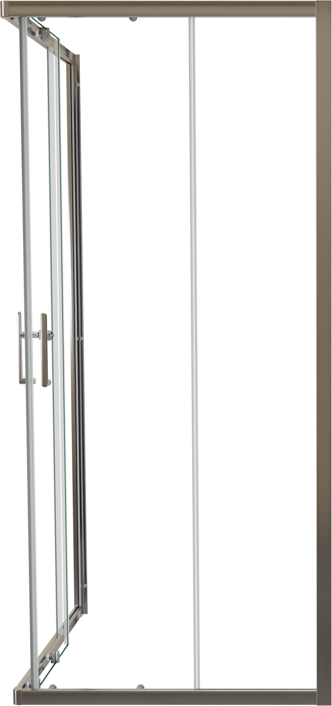 Linie Cadiz douchecabine met hoekinstap en dubbel schuifdeur 90 x 90 cm helder glas geborsteld chroom profiel