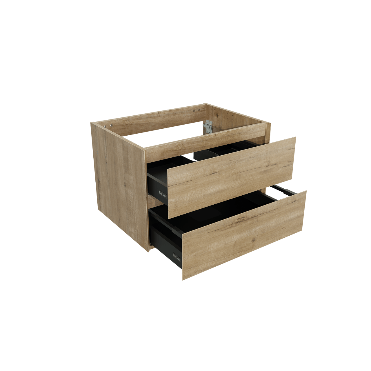 Balmani Mitra hängender Waschbeckenunterschrank 75 x 55 cm Eiche Rauh 2 Schubladen