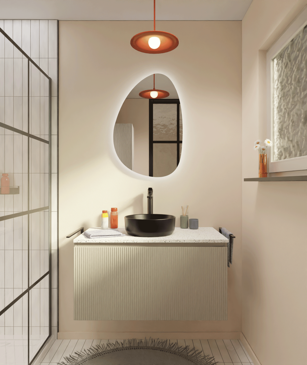 Luca Varess Organic organisch badkamerspiegel 80 x 55 cm met spiegelverlichting en anti-damp