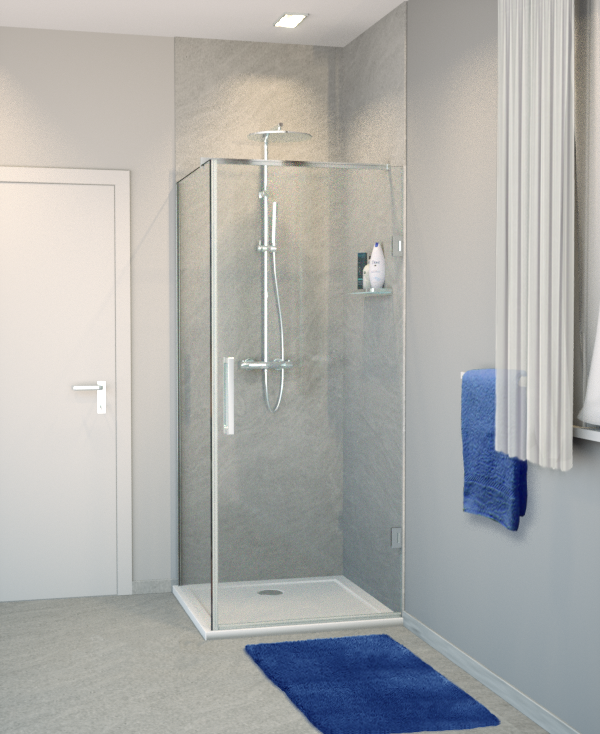 Balmani Modular douche à l'italienne avec porte 90 x 200 cm verre transparent profil chrome brillant