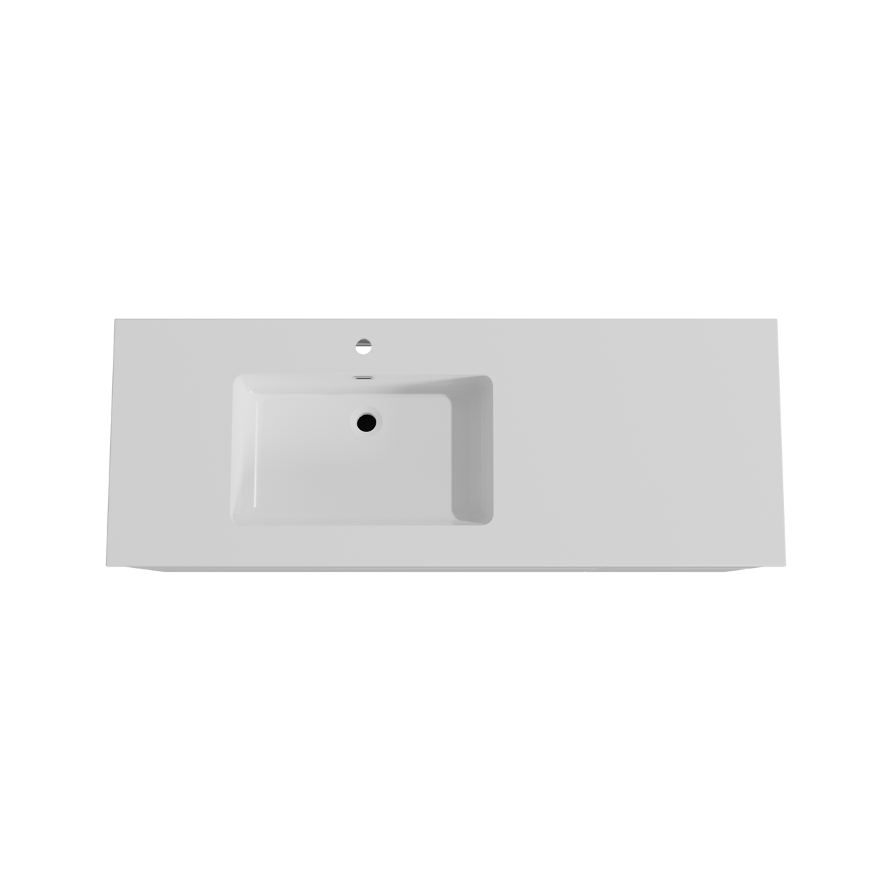 Storke Edge meuble salle de bains suspendu 140 x 52 cm blanc brillant avec Diva plan vasque asymétrique à gauche en marbre composite blanc brillant