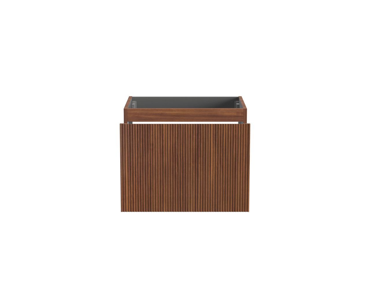 Storke Ribs zwevende wastafelonderkast 65 x 52 cm notelaar 2 lades