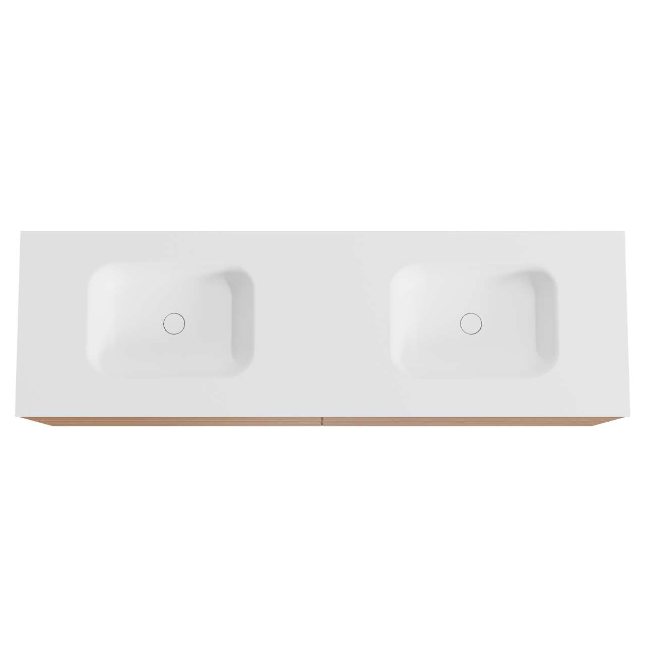 Balmani Mitra hängendes Möbelstück Set: 180 x 55 cm, Teak, mit Tablo Arcato Doppelwaschtisch, Solid Surface Weiß matt