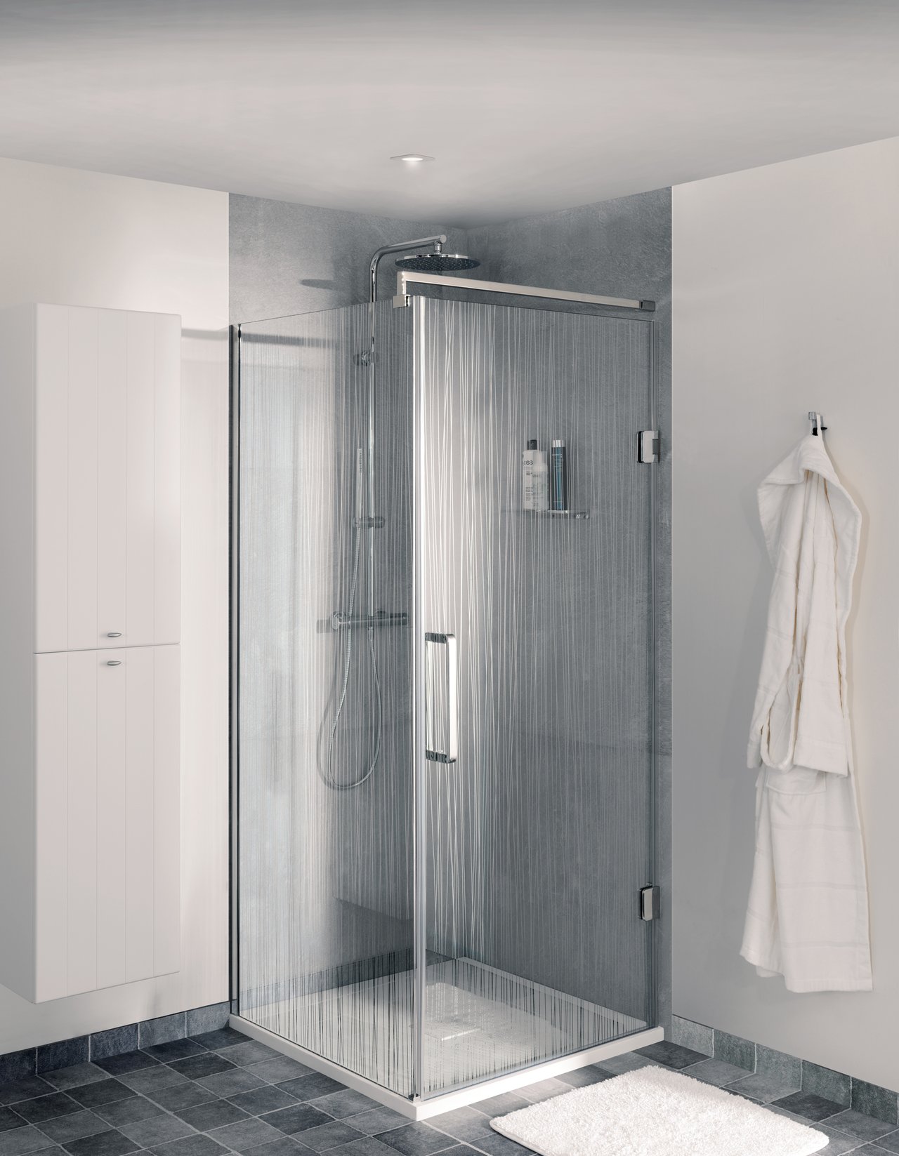 Balmani Modular inloopdouche met rechtse deur 90 x 200 cm mikado glas glanzend chroom profiel