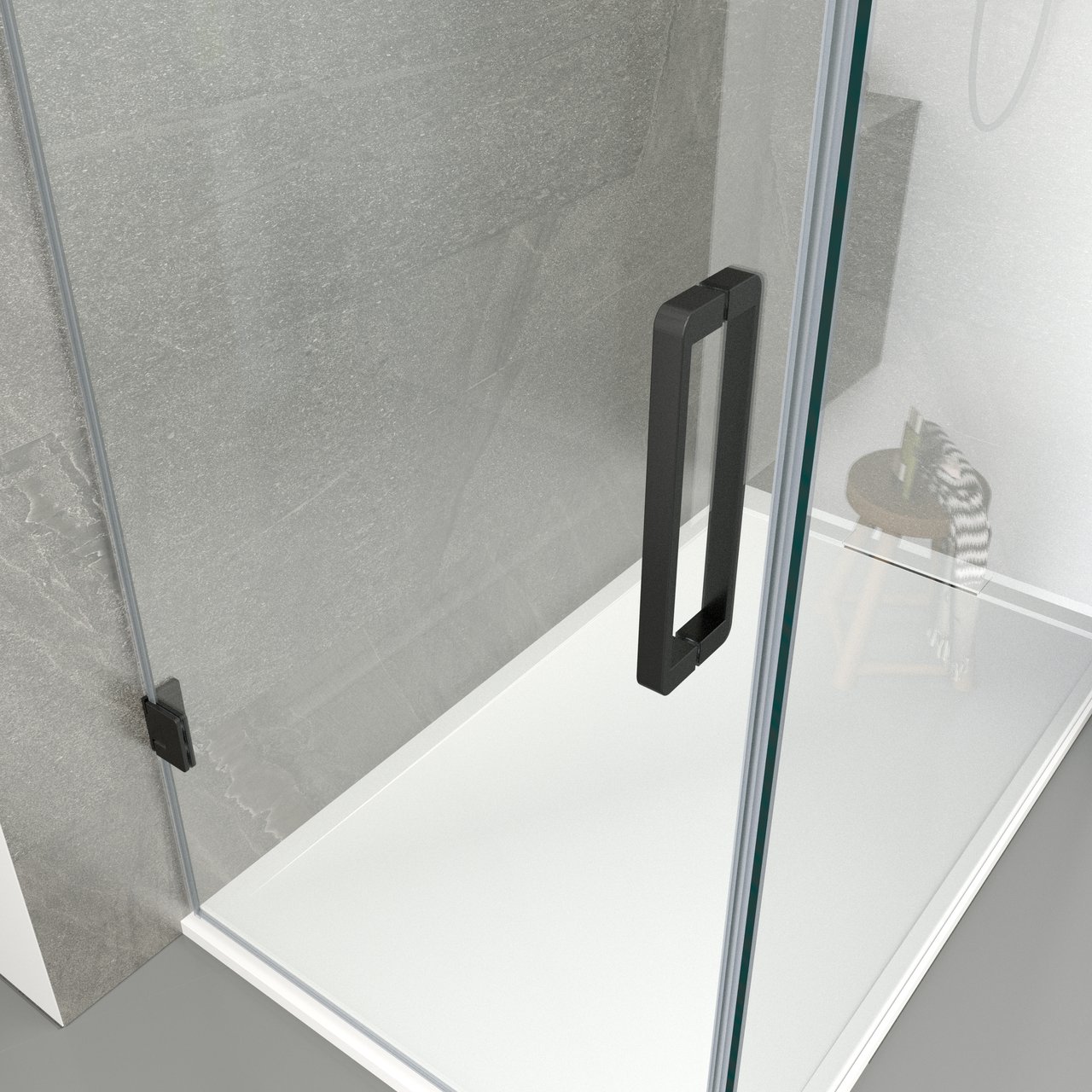 Balmani Modular Duschtürscharniere und Griff, schwarz matt