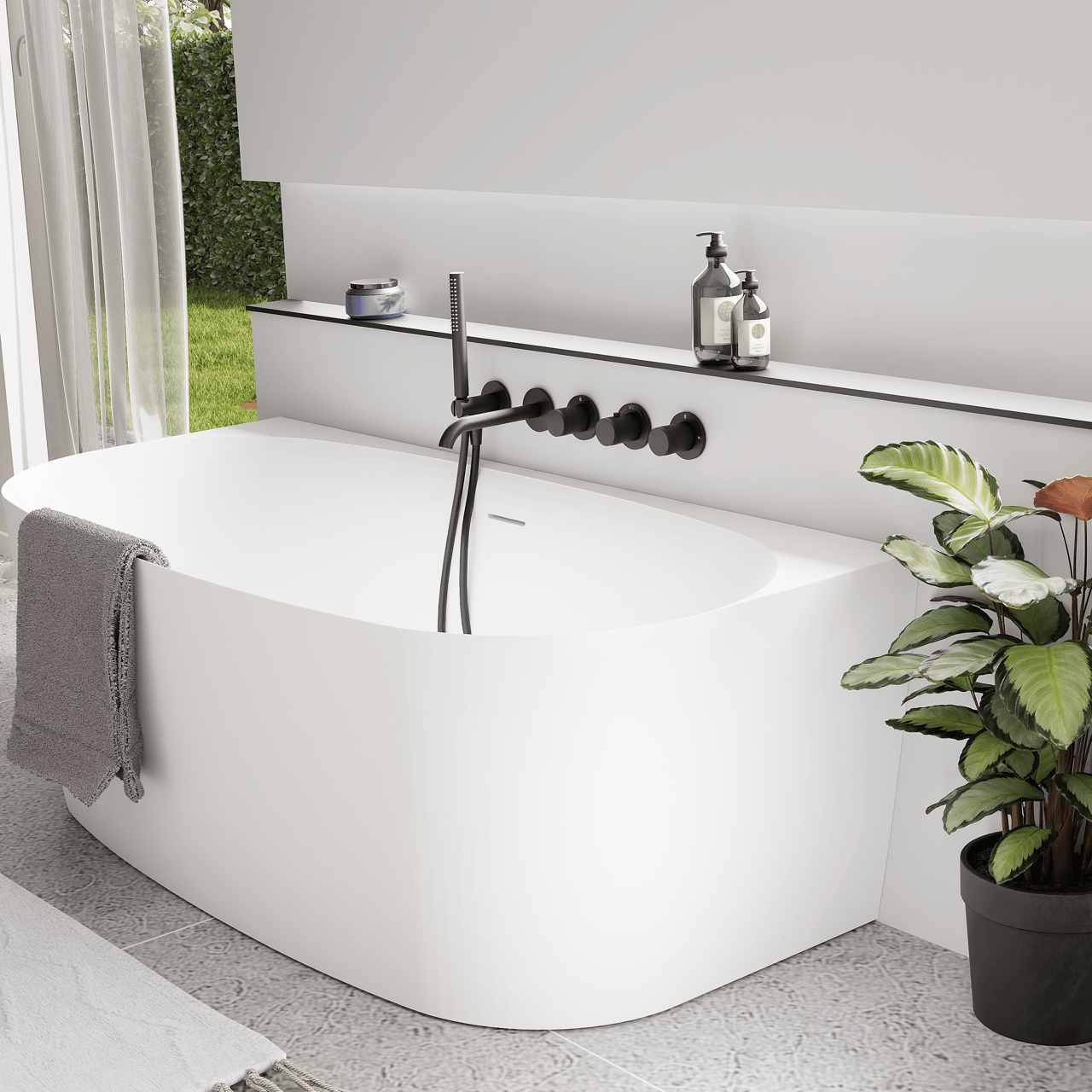 Luca Varess Sutilo halfvrijstaand bad 170 x 75 cm acryl mat wit