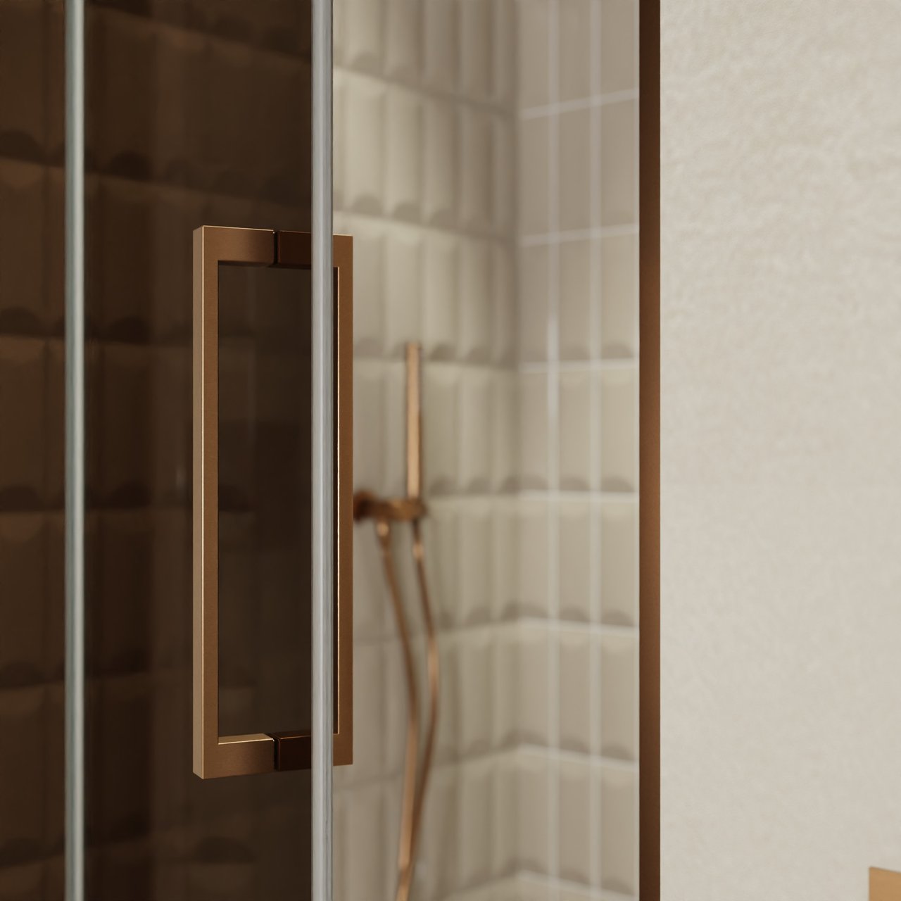 Balmani Senses Design porte pivotante à gauche 100 cm x 210 cm verre Bronze, Profil Brushed Rosegold