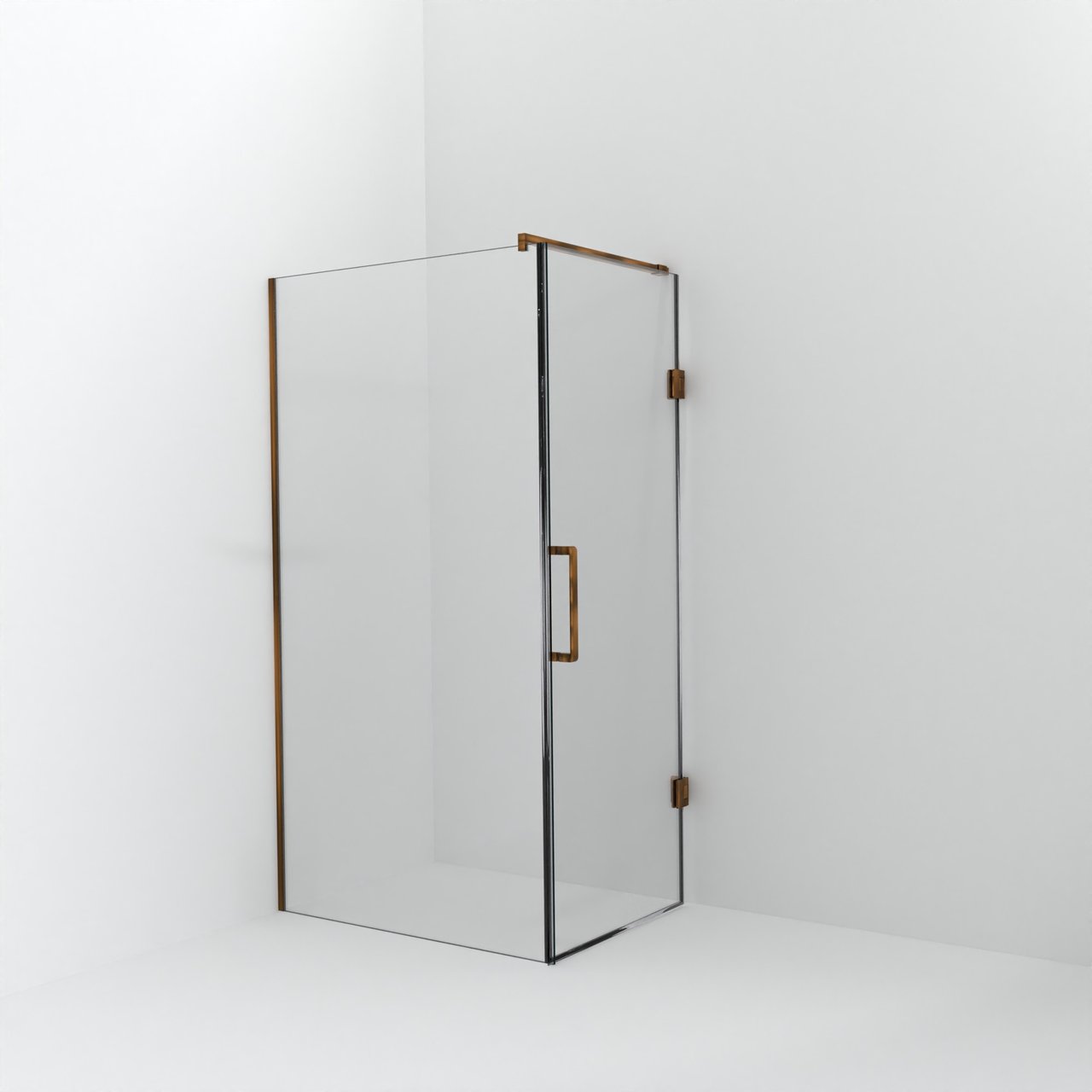 Balmani Modular douche à l'italienne avec porte: 110 x 200 cm avec porte 80 cm, Verre transparent avec coating, Profil Brushed Rosegold
