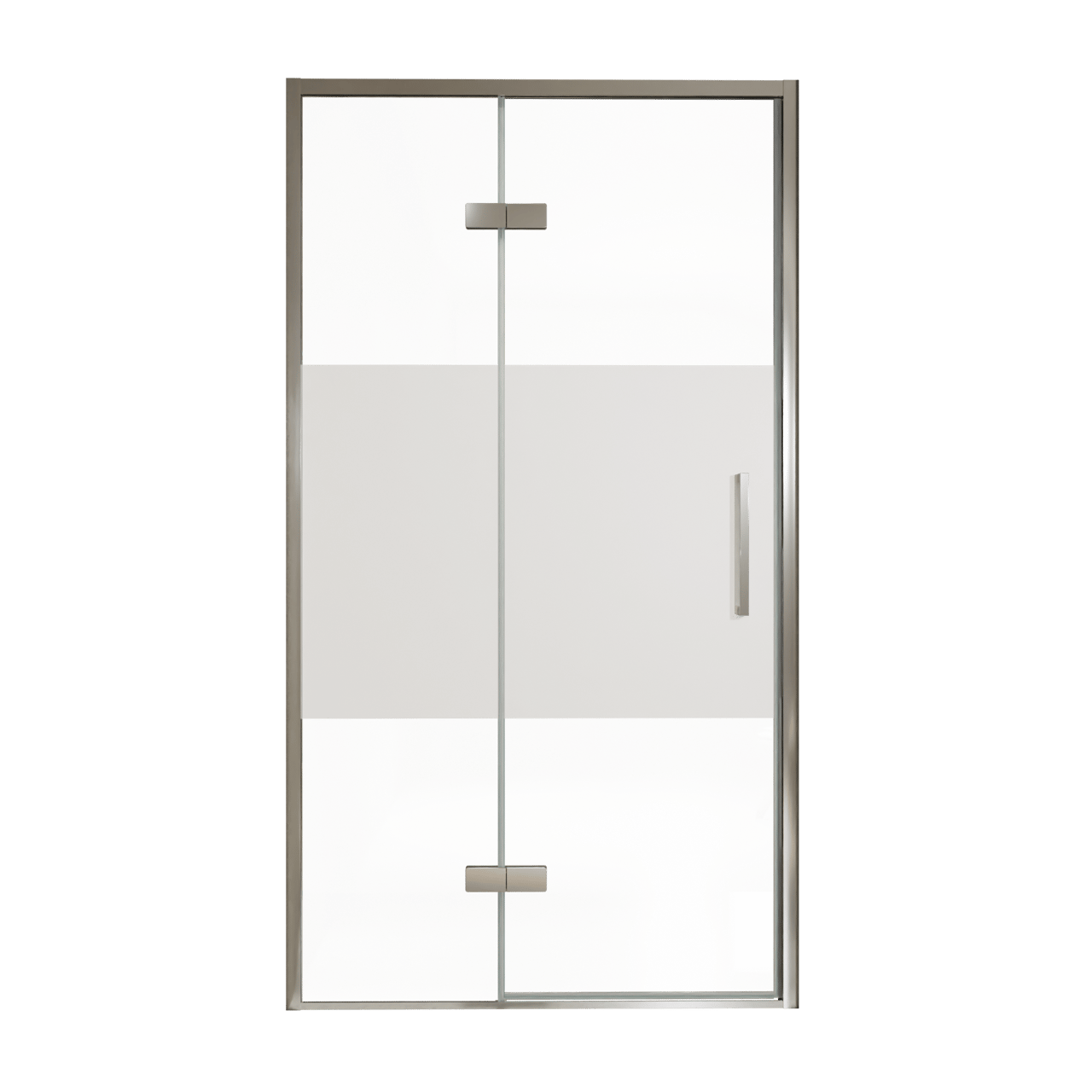 Balmani Senses Design porte pivotante à gauche 120 cm x 210 cm verre transparent avec bande matte, Profil chrome, coating inclus