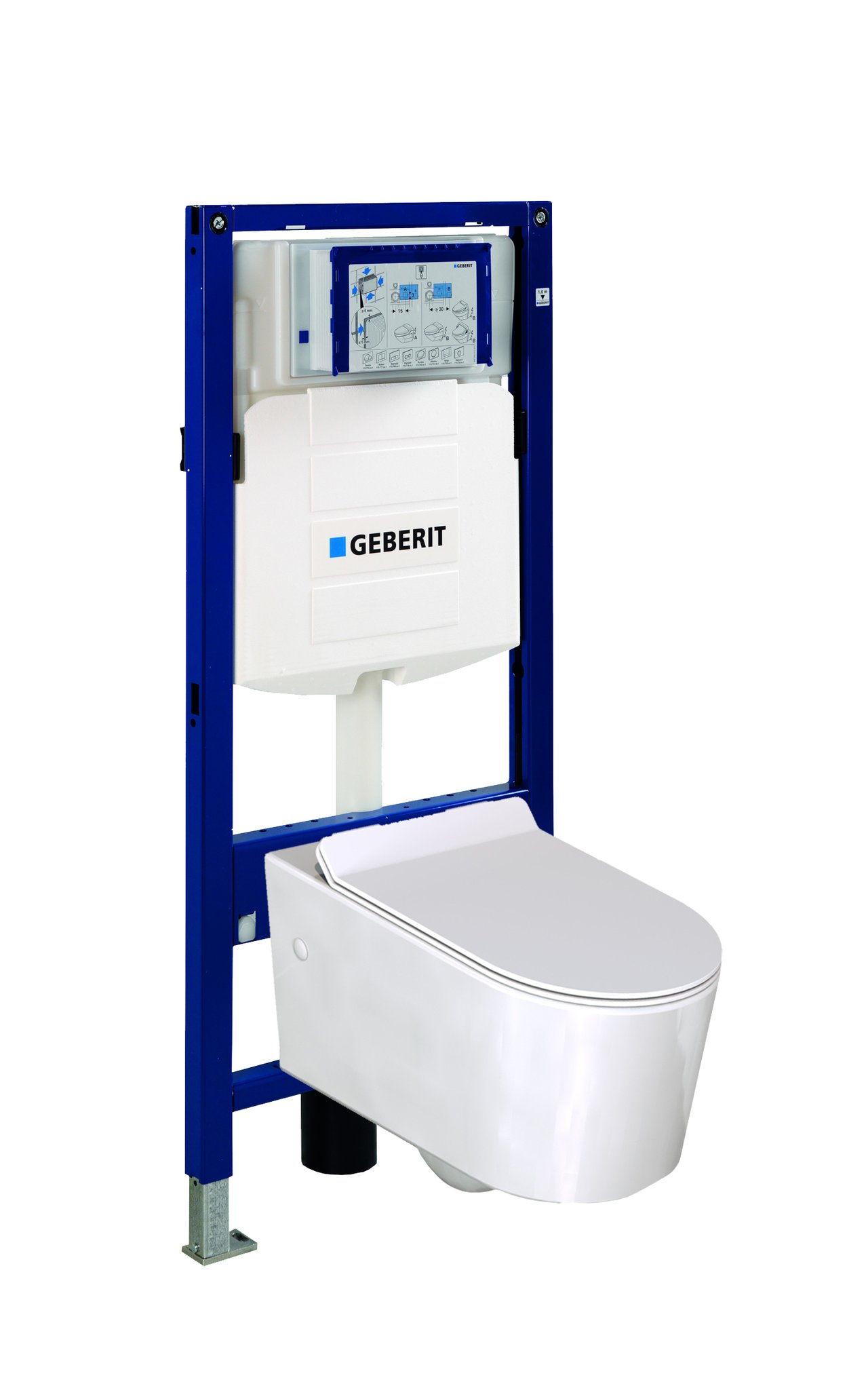 Luca Varess Arcado WC suspendu blanc brillant sans bride avec Geberit Systemfix bâti-support