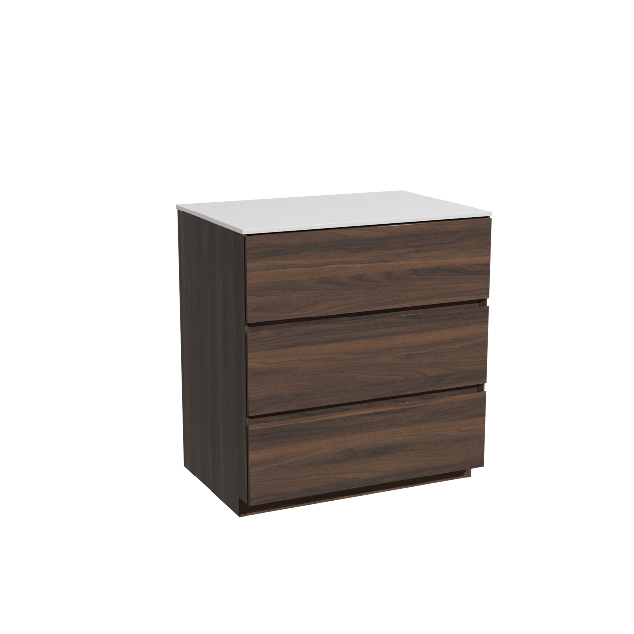 Storke Edge staand badkamermeubel 75 x 52 cm notelaar met Tavola enkel tablet in solid surface mat wit