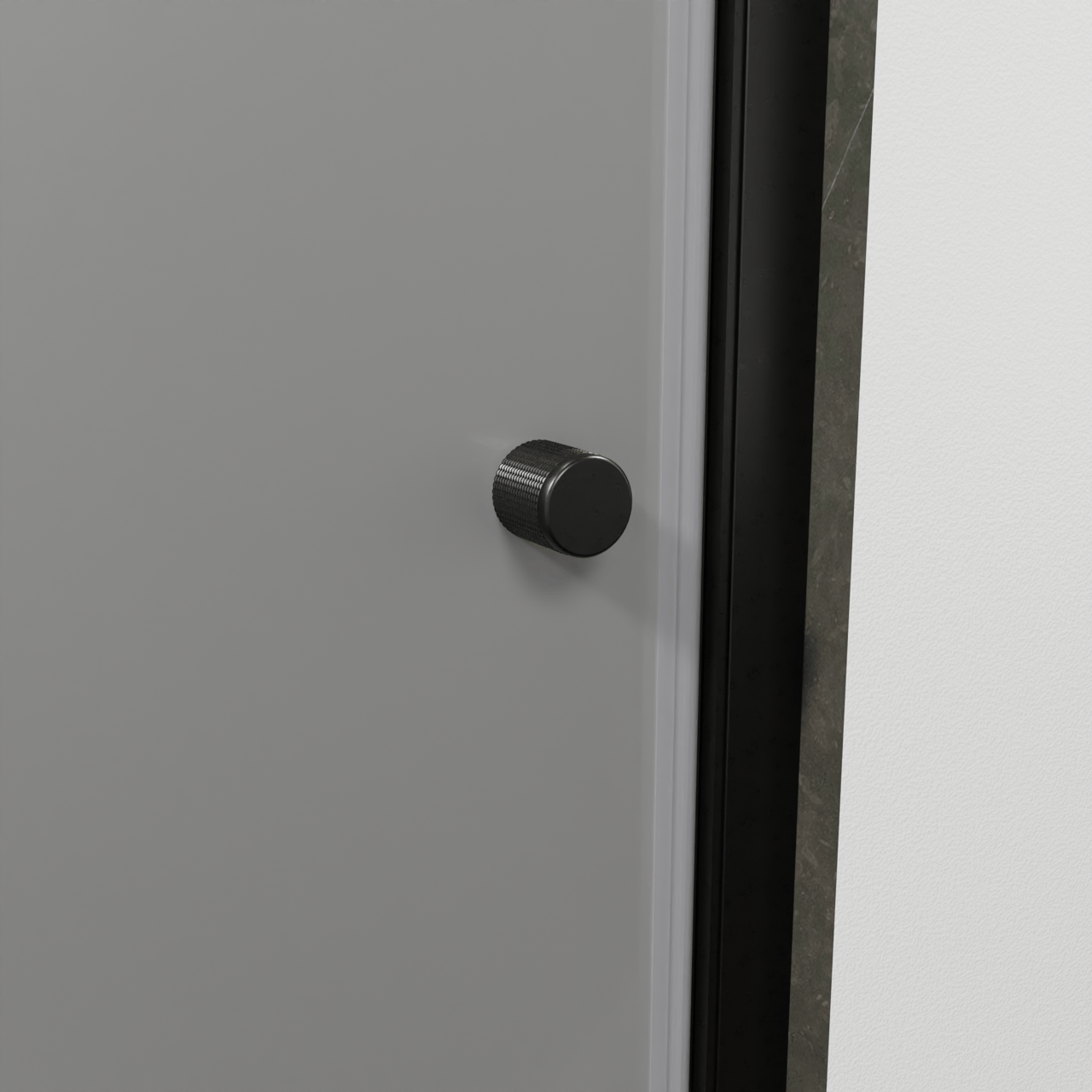 Luca Varess Kuresa douche draaideur 80 x 200 cm helder glas met matte strook mat zwart profiel