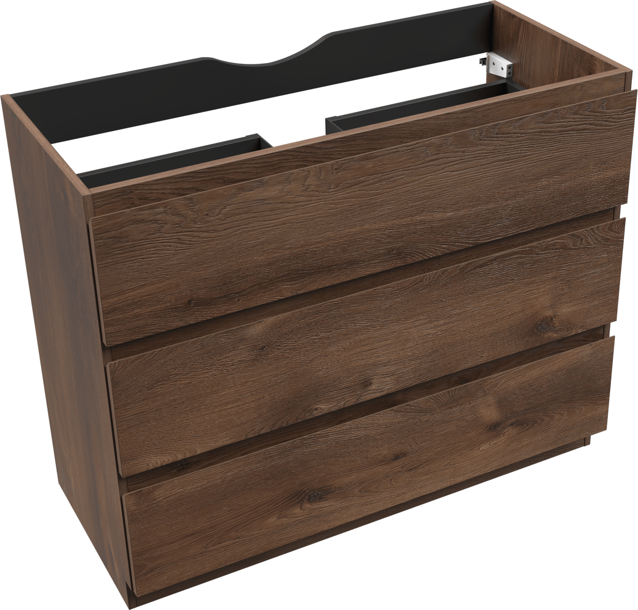 Linie Lado meuble sous-vasque a poser 100 x 46 cm chêne brun 3 tiroirs