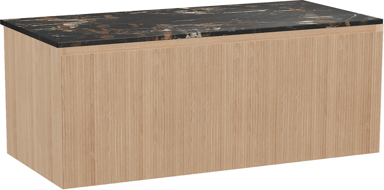 Balmani Fila meuble salle de bains suspendu 120 x 55 cm chêne naturel avec Stretto tablette simple en marbre portoro gold, Nervure droite symétrique verticale