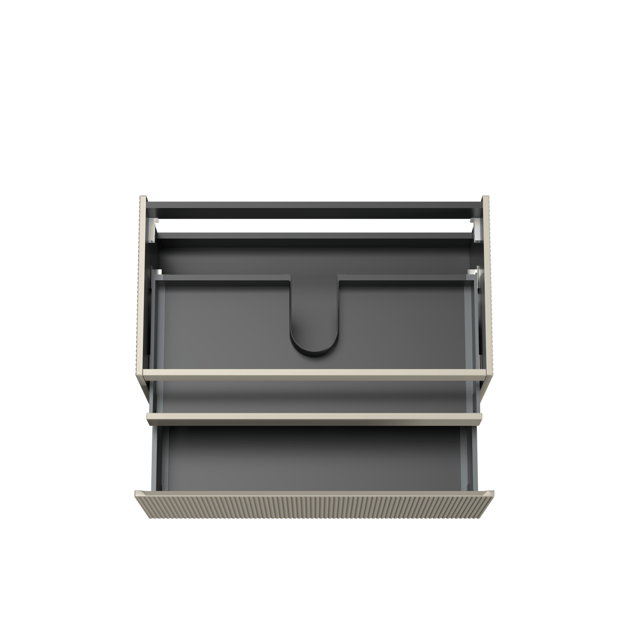 Storke Ribs meuble sous-lavabo suspendu 95 x 52 cm soie grise 2 tiroirs