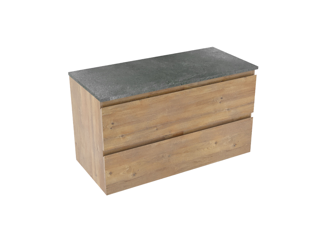 Linie Lado meuble salle de bains suspendu 100 x 46 cm chêne naturel avec Lado tablette simple ou double en mélaminé ardoise gris