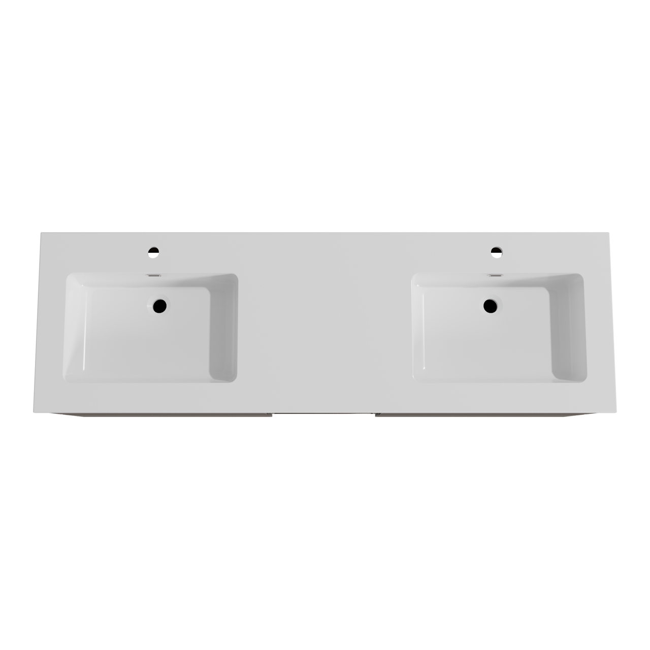 Storke Edge meuble salle de bains suspendu 165 x 52 cm noyer avec Diva double vasque en marbre composite blanc brillant