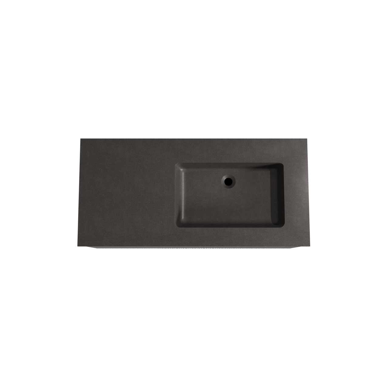 Storke Ribs zwevend badmeubel 110 x 52 cm zwart eiken met Scuro asymmetrisch rechtse wastafel in kwarts mat zwart, Verticale asymmetrische rechte ribbel