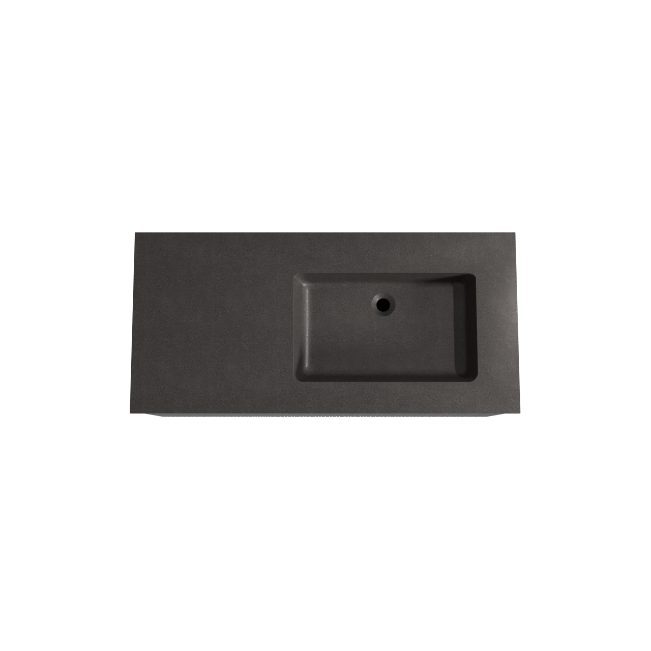 Storke Ribs meuble salle de bains suspendu 110 x 52 cm chêne noir avec Scuro vasque asymétrique droite en quartz noir mat, Nervure droite asymétrique verticale