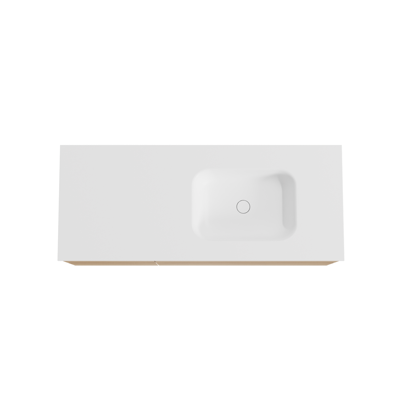 Balmani Mitra hängendes Möbelstück Set: 135 x 55 cm, Naturbelassene Eiche, mit Tablo Arcato Waschtisch rechts, Solid Surface Weiß matt