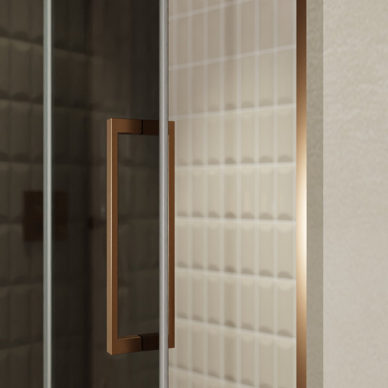 Balmani Senses Design porte pivotante à gauche 140 cm x 210 cm verre fumé, Profil Brushed Rosegold, coating inclus