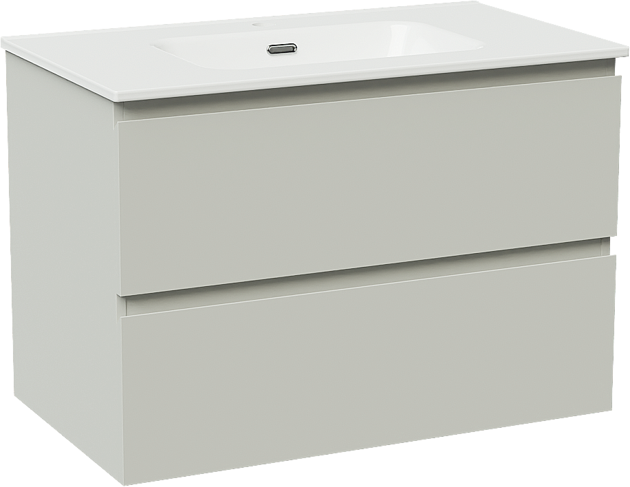 Linie Lado zwevend badkamermeubel 80 x 46 cm greige met Baro enkele wastafel in porselein glanzend wit