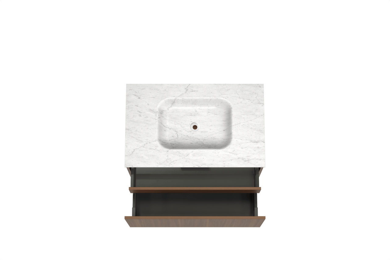 Balmani Sfera meuble salle de bains suspendu 90 x 55 cm noyer américain avec Tablo Arcato plan simple en marbre carrare