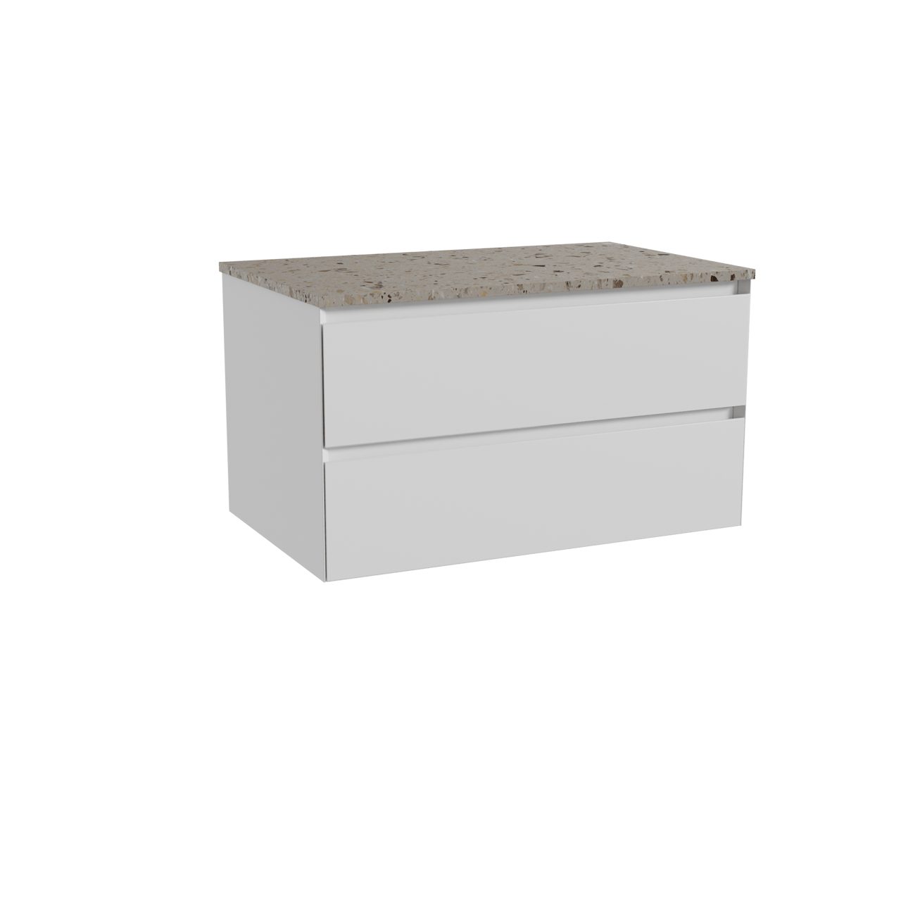 Balmani Mitra zwevend badkamermeubel 90 x 55 cm mat wit met Stretto enkel tablet in terrazzo greige terrazzo