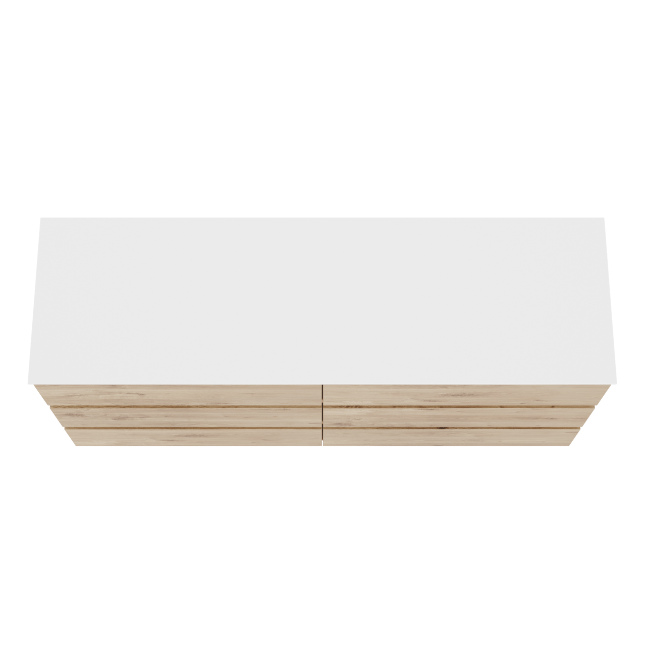 Balmani Lucida freistehendes Möbelstück Set: 180 x 55 cm, Rohe Eiche, mit Stretto Einzel- oder Doppel Waschtischplatte, Solid Surface Weiß matt