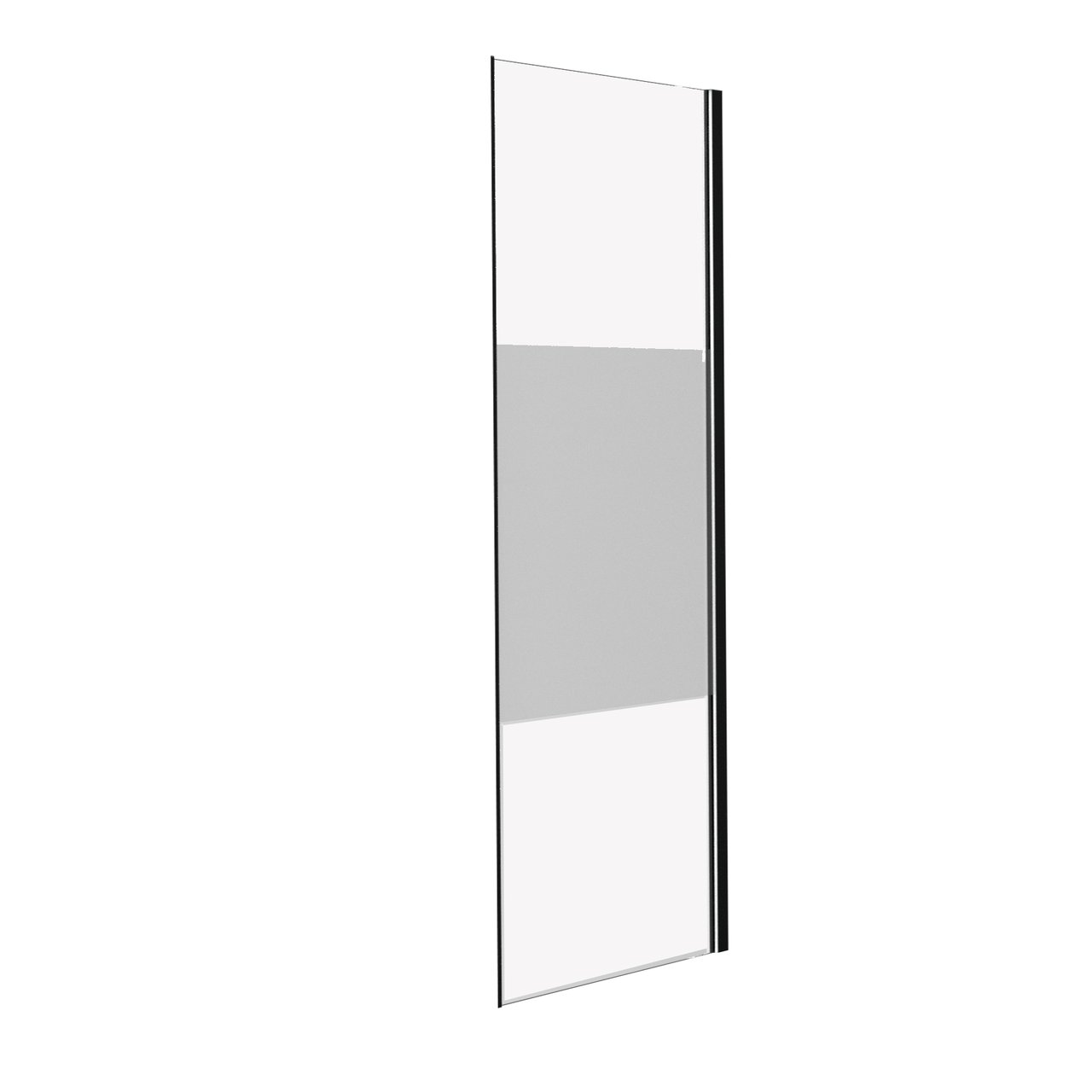 Luca Varess Senses zijpaneel - voor douchehoek - 90 cm Helder glas met matte strook glanzend chroom profiel