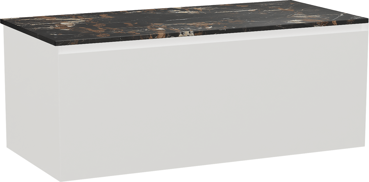 Balmani Idra meuble salle de bains suspendu 120 x 55 cm blanc mat avec Stretto tablette simple en marbre portoro gold