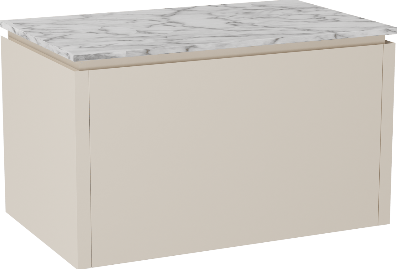 Balmani Eclips meuble salle de bains suspendu 90 x 55 cm Sandbeige avec Stretto tablette simple en Marbre Carrare
