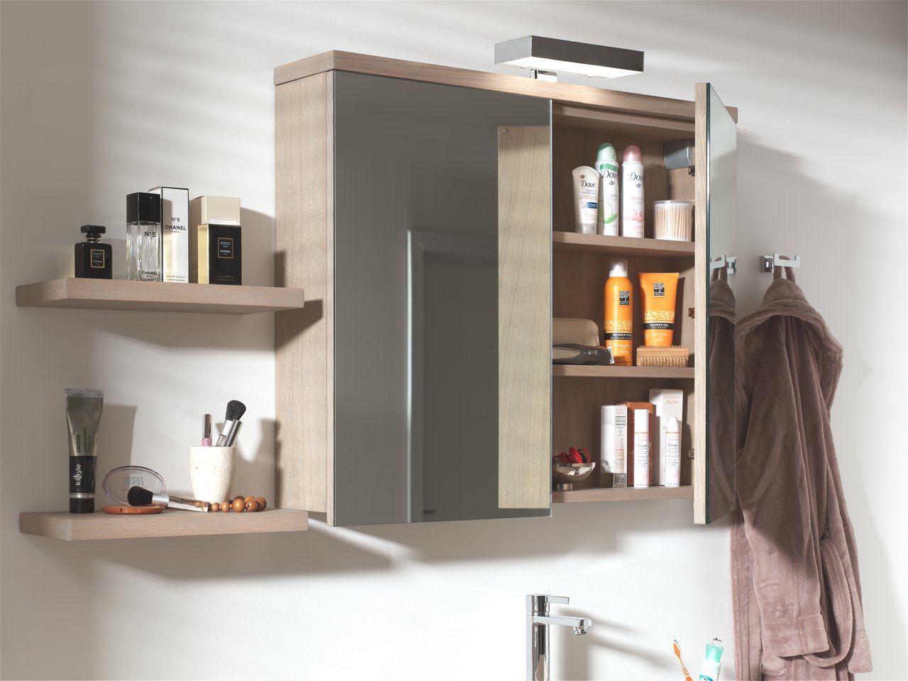 Balmani Legno Spiegelschrank Bad: 75 x 72 cm, Eiche verwittert